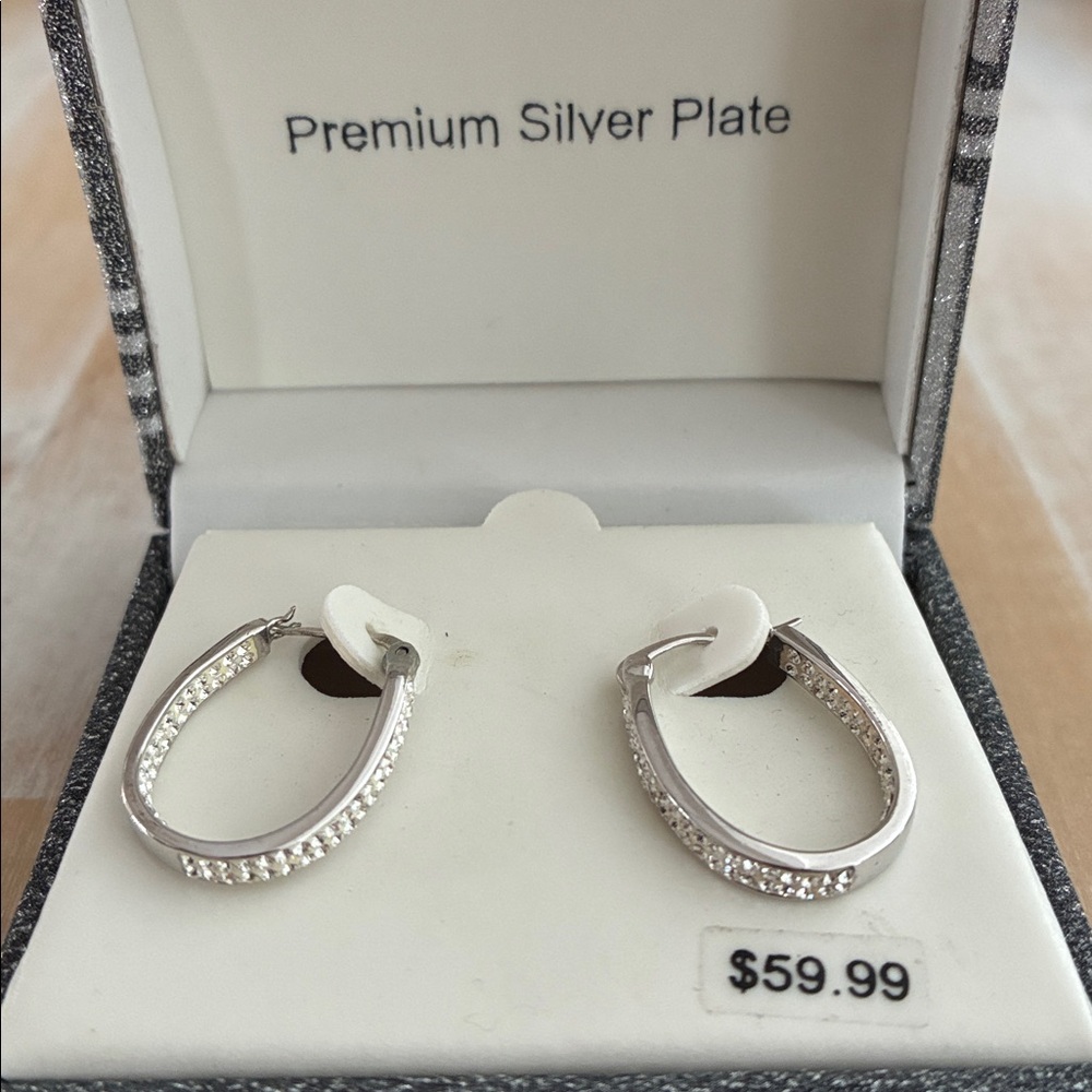 NWT Premium Silver Plate Hoop Earrings